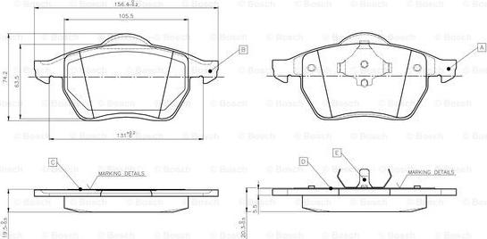 BOSCH 0 986 TB2 672 - Гальмівні колодки, дискові гальма avtolavka.club