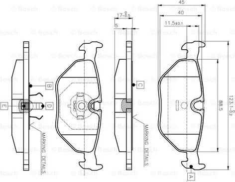 BOSCH 0 986 TB2 143 - Гальмівні колодки, дискові гальма avtolavka.club