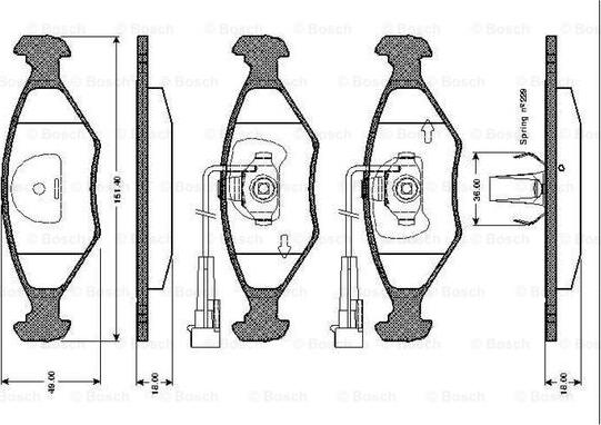 BOSCH 0 986 TB2 156 - Гальмівні колодки, дискові гальма avtolavka.club