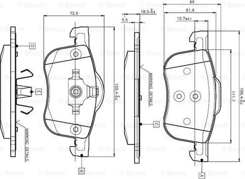 BOSCH 0 986 TB2 351 - Гальмівні колодки, дискові гальма avtolavka.club