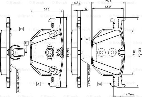 BOSCH 0 986 TB2 207 - Гальмівні колодки, дискові гальма avtolavka.club