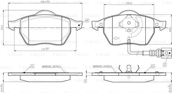 BOSCH 0 986 TB2 216 - Гальмівні колодки, дискові гальма avtolavka.club