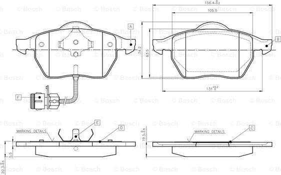 BOSCH 0 986 TB2 213 - Гальмівні колодки, дискові гальма avtolavka.club