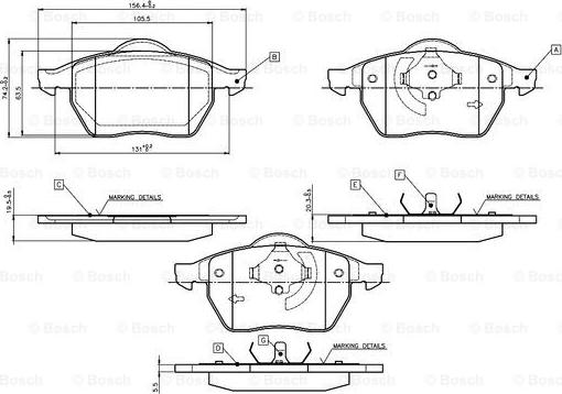 BOSCH 0 986 TB2 212 - Гальмівні колодки, дискові гальма avtolavka.club