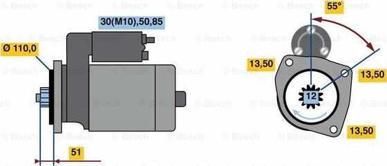 BOSCH 0 001 261 008 - Стартер avtolavka.club