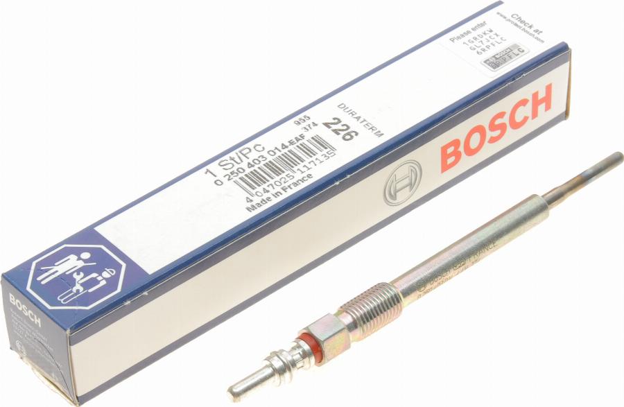 BOSCH 0 250 403 014 - Свічка розжарювання avtolavka.club