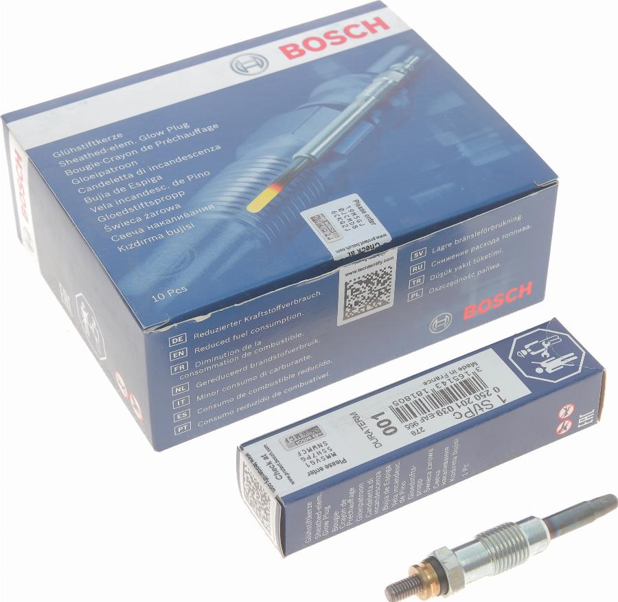 BOSCH 0 250 201 039 - Свічка розжарювання avtolavka.club