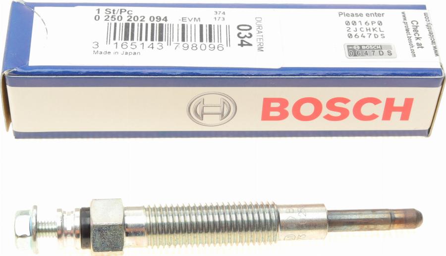 BOSCH 0 250 202 094 - Свічка розжарювання avtolavka.club