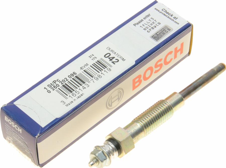 BOSCH 0 250 202 096 - Свічка розжарювання avtolavka.club