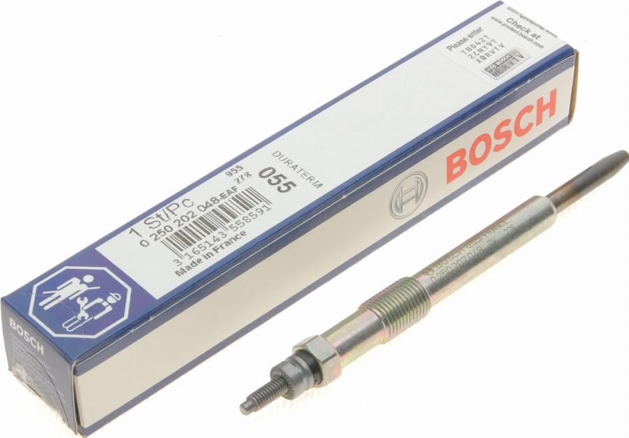 BOSCH 0 250 202 048 - Свічка розжарювання avtolavka.club