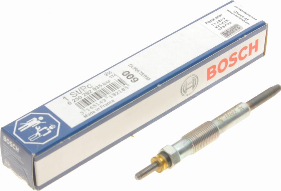 BOSCH 0 250 202 035 - Свічка розжарювання avtolavka.club