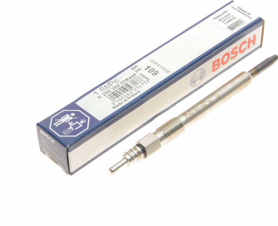 BOSCH 0 250 202 038 - Свічка розжарювання avtolavka.club