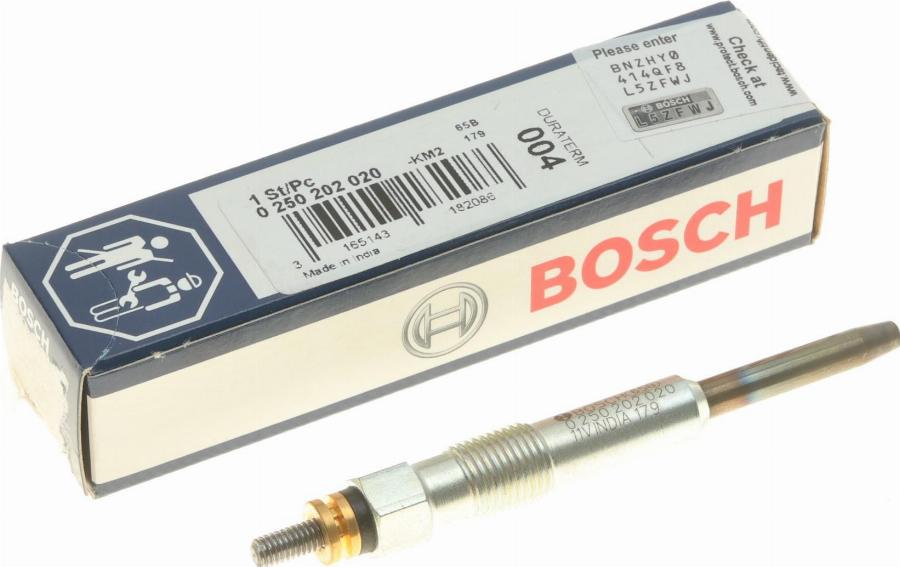 BOSCH 0 250 202 020 - Свічка розжарювання avtolavka.club