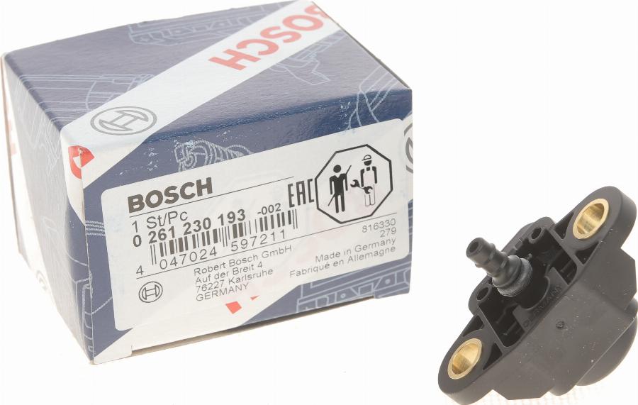 BOSCH 0 261 230 193 - Датчик, тиск наддуву avtolavka.club