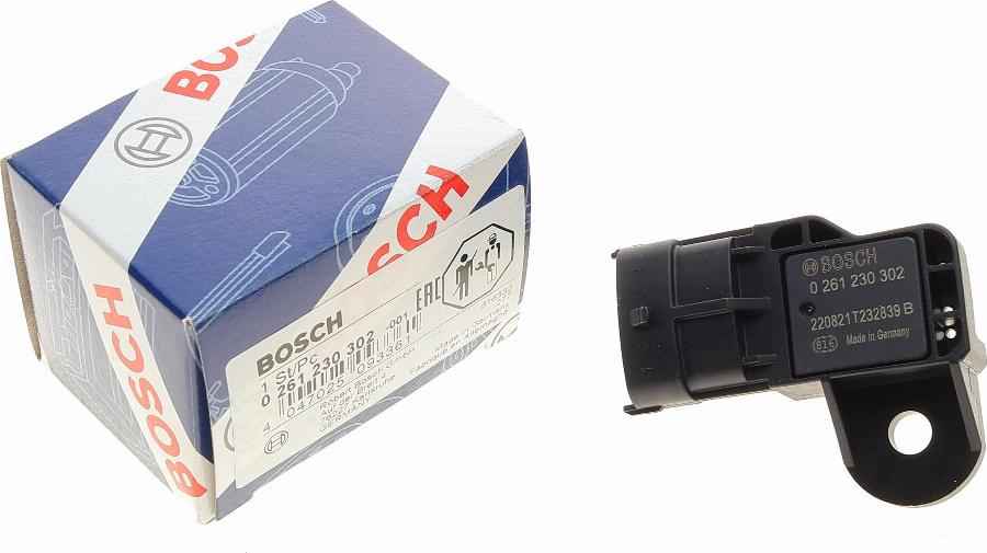 BOSCH 0 261 230 302 - Датчик, тиск наддуву avtolavka.club