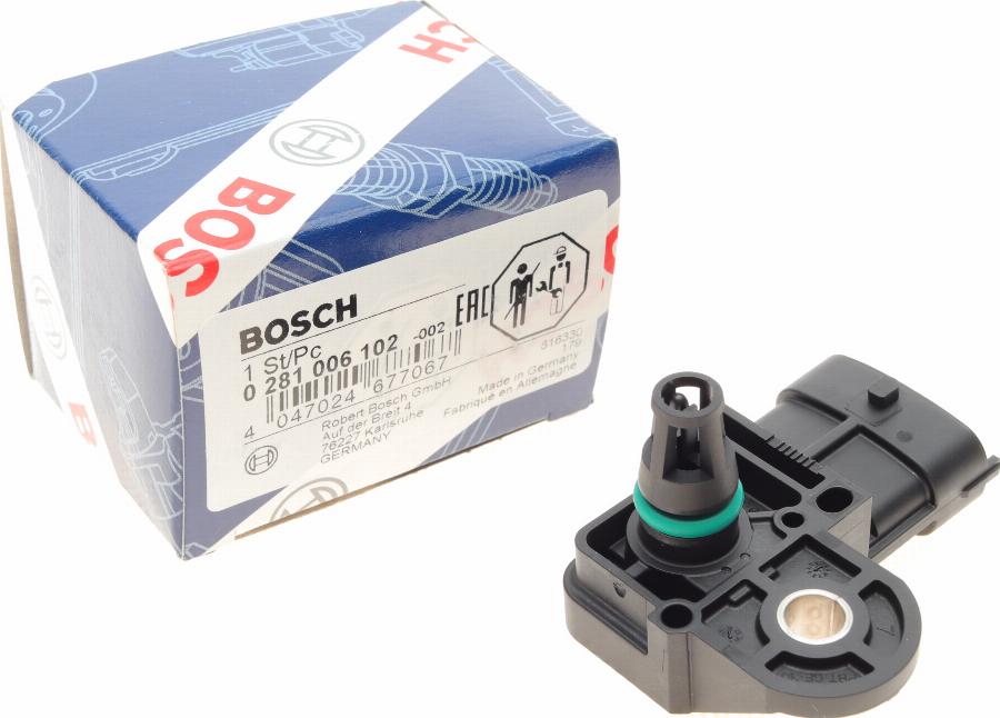 BOSCH 0 281 006 102 - Датчик, тиск наддуву avtolavka.club