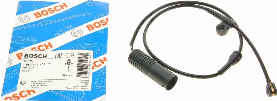 BOSCH 1 987 474 955 - Сигналізатор, знос гальмівних колодок avtolavka.club