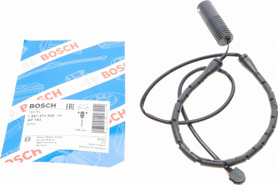 BOSCH 1 987 474 925 - Сигналізатор, знос гальмівних колодок avtolavka.club