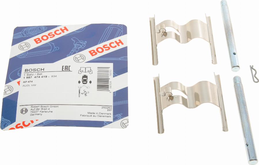 BOSCH 1 987 474 419 - Комплектуючі, колодки дискового гальма avtolavka.club