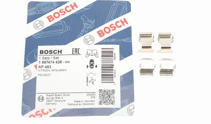 BOSCH 1 987 474 428 - Комплектуючі, колодки дискового гальма avtolavka.club