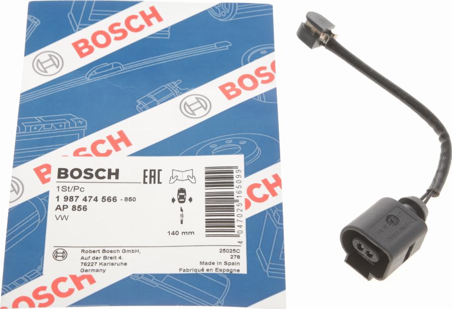 BOSCH 1 987 474 566 - Сигналізатор, знос гальмівних колодок avtolavka.club