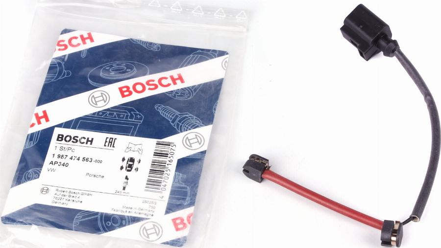 BOSCH 1 987 474 563 - Сигналізатор, знос гальмівних колодок avtolavka.club