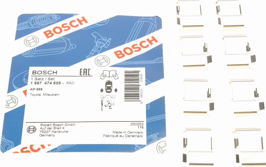 BOSCH 1 987 474 605 - Комплектуючі, колодки дискового гальма avtolavka.club