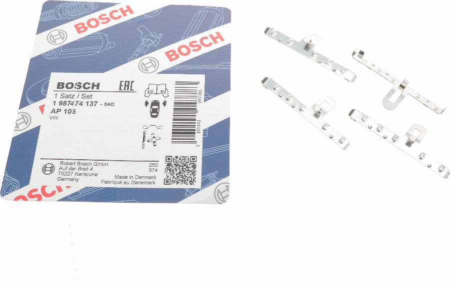 BOSCH 1 987 474 137 - Комплектуючі, колодки дискового гальма avtolavka.club