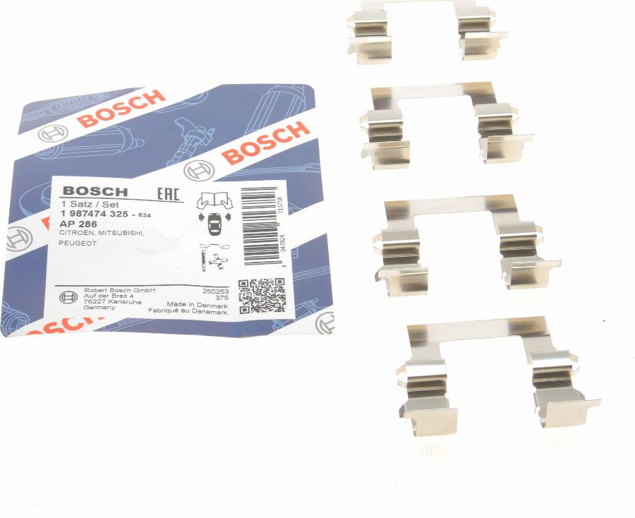 BOSCH 1 987 474 325 - Комплектуючі, колодки дискового гальма avtolavka.club