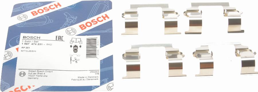 BOSCH 1 987 474 231 - Комплектуючі, колодки дискового гальма avtolavka.club