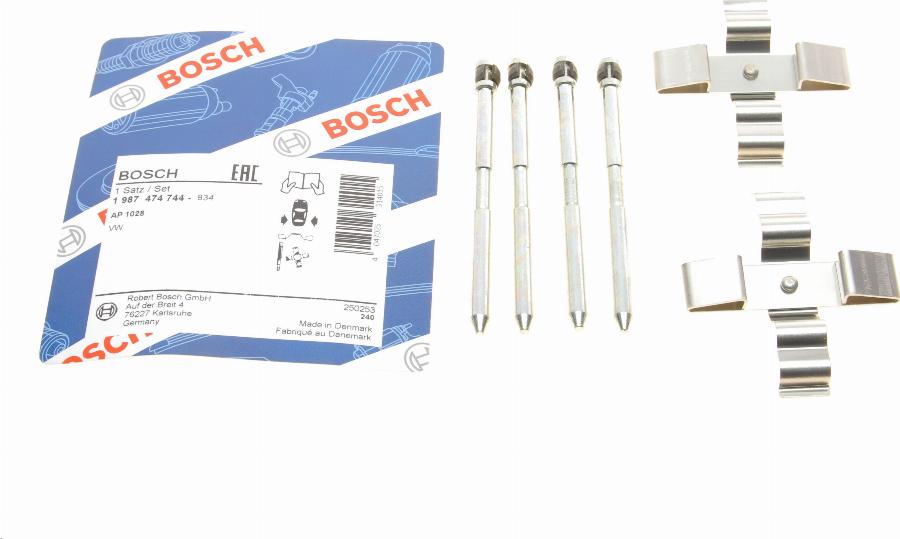 BOSCH 1 987 474 744 - Комплектуючі, колодки дискового гальма avtolavka.club