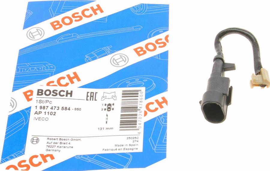 BOSCH 1 987 473 584 - Сигналізатор, знос гальмівних колодок avtolavka.club