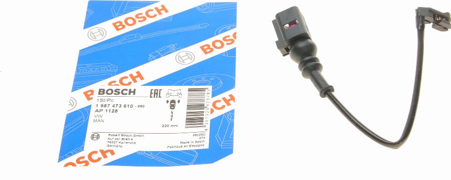 BOSCH 1 987 473 610 - Сигналізатор, знос гальмівних колодок avtolavka.club