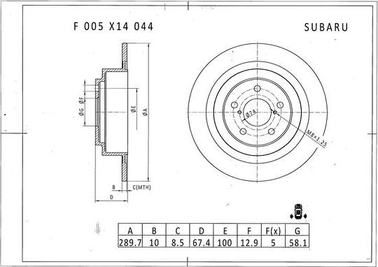 BOSCH F 005 X14 044 - Гальмівний диск avtolavka.club