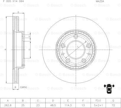 BOSCH F 005 X14 064 - Гальмівний диск avtolavka.club