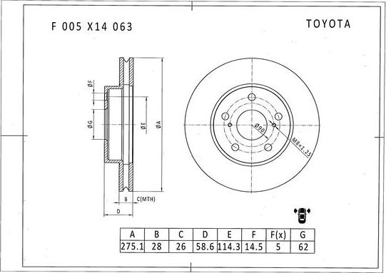 BOSCH F 005 X14 063 - Гальмівний диск avtolavka.club