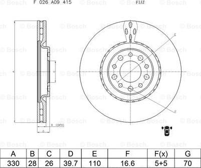 BOSCH F 026 A09 415 - Гальмівний диск avtolavka.club