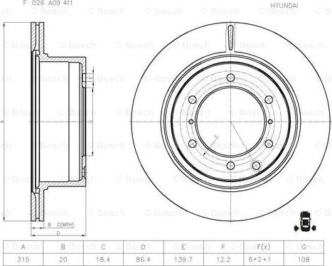 BOSCH F 026 A09 411 - Гальмівний диск avtolavka.club