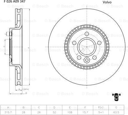 BOSCH F 026 A09 347 - Гальмівний диск avtolavka.club