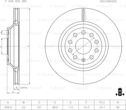 BOSCH F 026 A09 385 - Гальмівний диск avtolavka.club