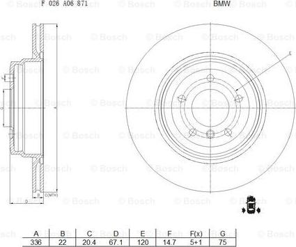 BOSCH F 026 A06 871 - Гальмівний диск avtolavka.club