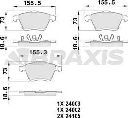 Braxis AB0498 - Гальмівні колодки, дискові гальма avtolavka.club