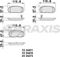 Braxis AB0052 - Гальмівні колодки, дискові гальма avtolavka.club