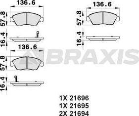 Braxis AB0170 - Гальмівні колодки, дискові гальма avtolavka.club