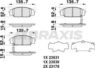 Braxis AB0282 - Гальмівні колодки, дискові гальма avtolavka.club