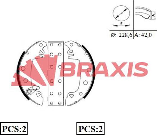 Braxis AC0002 - Комплект гальм, барабанний механізм avtolavka.club