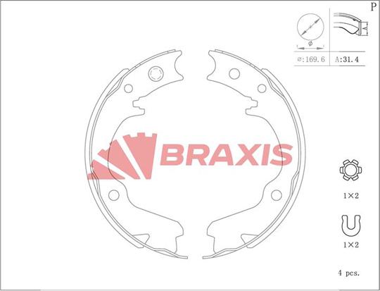 Braxis AC0202 - Комплект гальм, ручник, парковка avtolavka.club