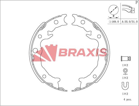 Braxis AC0220 - Комплект гальм, ручник, парковка avtolavka.club