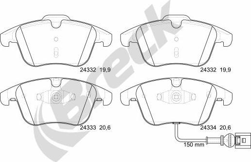 Breck 24333 00 701 10 - Гальмівні колодки, дискові гальма avtolavka.club