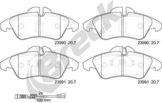 Breck 23990 00 703 10 - Гальмівні колодки, дискові гальма avtolavka.club